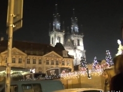 European brunette amateur public bang