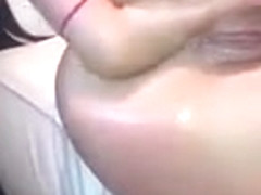 teen tries to fit her whole hand into her ass