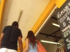 Candid street upskirt with Asian skinny babe