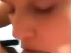 Luscious brunette sucks my cock till it explodes with cum in her mouth