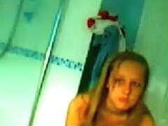 Hidden shower cam video of a sexy blond babe showering