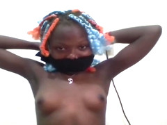 Dumb African Slut Ties Herself Up