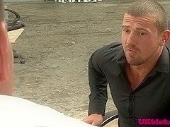 Brit jock fucking stud with voyeur watching