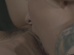 Tattooed blonde and brunette lesbians had oral sex