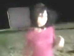 Tika dances out her clit at night beach