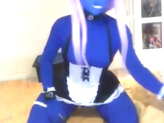 blue kigurumi devil vibrating