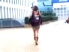 Public sharking of a Japanese gal in a short skirt