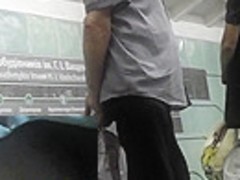 Perfect upskirt scene shows yummy flabby butt