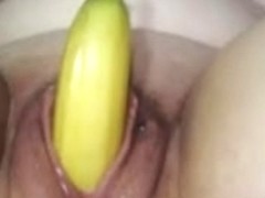 Fucking my wet cunt with a banana