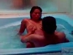 My wife Naty is fucking with his friend in the jacuzzi.
