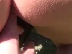 Fat ass Mouille gets fingered in voyeur pissing video