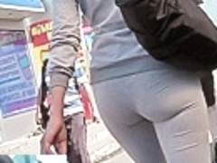 Great arse in taut sweat panties