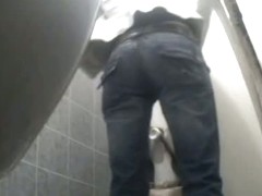 Toilet voyeur blonde with great ass bends over and takes a nice long piss