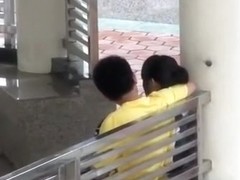 Voyeur tapes an asian girl fucking her bf in public