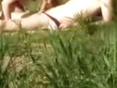 Horny amateur couple enjoys in outdoor sex and get caught