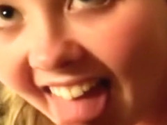 Young girlfriend receives cum in mouth