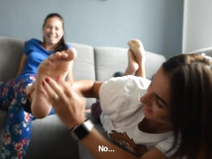 Dark Haired - Playful Girls Tickling Each Others Feet And Toes