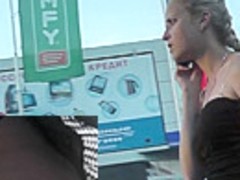 Beautiful blonde girl in the free upskirt video