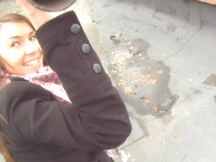 Facialized babe POV fucked in public