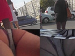 Bubble-ass gal wears classic panties in candid upskirts