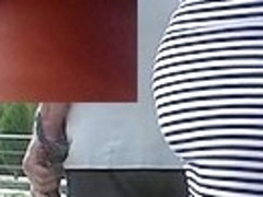 Fur Pie oozing up striped petticoat