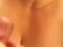 Getting my cock sucked good and cumming on her tits.