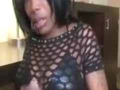 Amateur ebony black spits and jerks dick