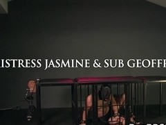 Busty mistress wanks her slave bondage bigtits