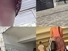 Unforgettable upskirt clip with lonely brunette peach