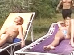 Gangbang outdoors. Classic Greta