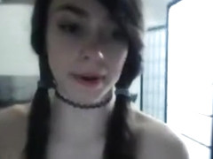Horny pigtails girl loves to spread on webcam