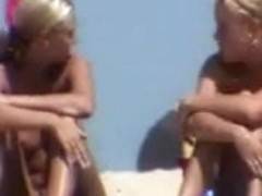 Cute blonde girls at beach - hidden cam