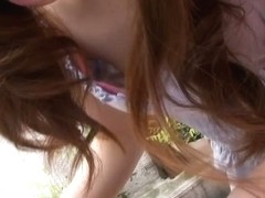 Asian brunette chick in down blouse videos