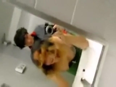 Amateur public sex in club bathroom