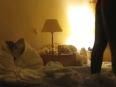 Blonde with a nice ass in a Doggy style and Glowing triangle porno on a bed