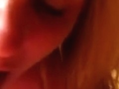My excited golden-haired sexploitress enjoys the taste of my cum