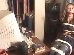 Blond Chair-tied And Ball-gaged