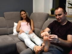 Slender Girlfriend Receives A Great Foot Massage From Her Boyfriend (c