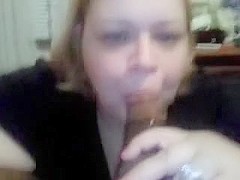 Cheating chubby wife swallows darksome cum