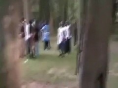 Massive ebony groupsex party at daytime in a park