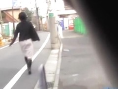 Confused slender Japanese babe gets surprised when encountering some sharking chap