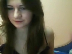So sexy brunette girlfriend make a great webcam strip fun video