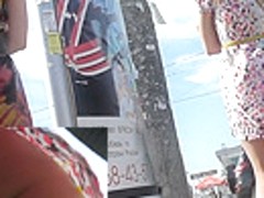 Sexy upskirt voyeur video with a gal in leopard panties