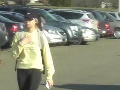 Two public ejaculations watching college spandex leggings