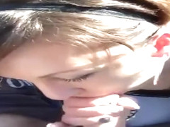 Cute Minx Gives a Blowjob in a Car