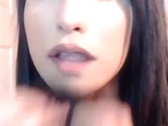 Sloppy spit close up blowjob from sexy hot camwhore