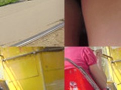 Hot upskirt video of a bubble-ass brunette  bitch