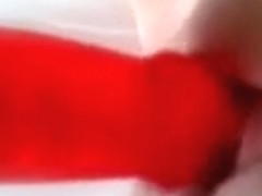 red dildo in my pussy