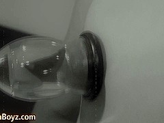 Collared asian twink cums