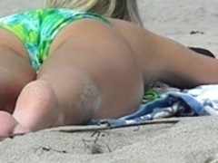 Blonde Teen Girl's Feet and Ass on the Beach.